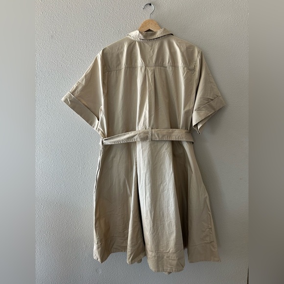 J. Crew Beige Button-Front Shirt Dress with Tie Waist - Picture 9 of 10